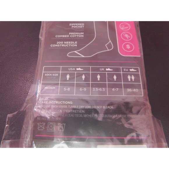 NWT Pocket Socks Crew Socks Medium 6 to 9 Peace Sign Hidden Zipper - Picture 5 of 6